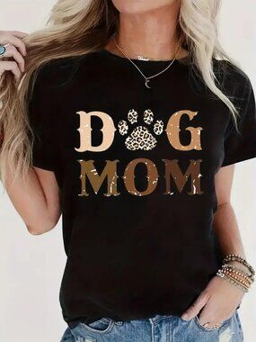 Dog Mom Shirt, Dog Mom Print T-shirt, Gift for Mother's Day
